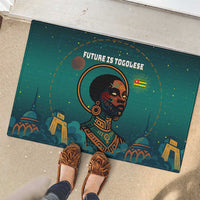 Togo Futuristic Afrocentric Woman Rubber Doormat with Flag and Stars Design