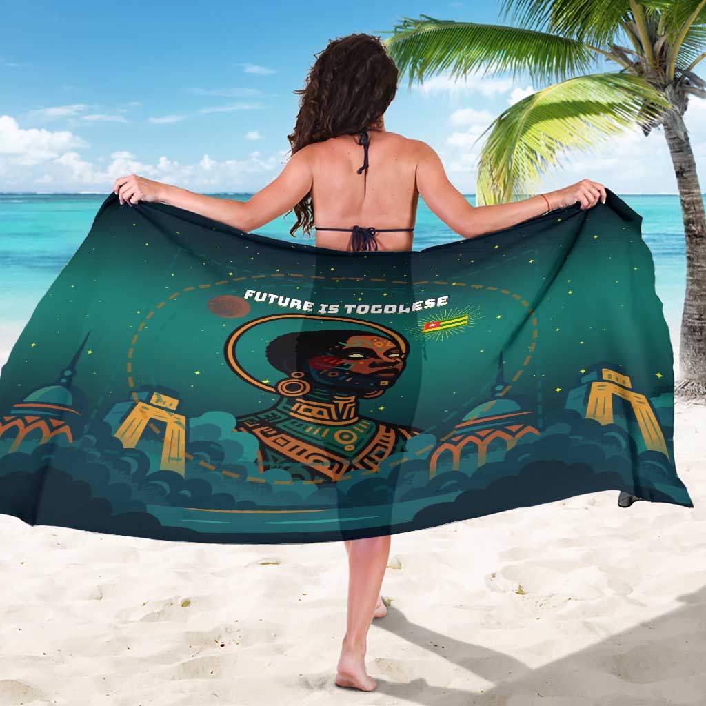 Togo Futuristic Afrocentric Woman Sarong with Flag and Stars Design