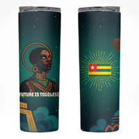Togo Futuristic Afrocentric Woman Skinny Tumbler with Flag and Stars Design