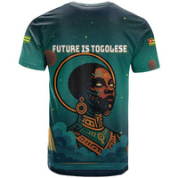 Togo Futuristic Afrocentric Woman T Shirt with Flag and Stars Design