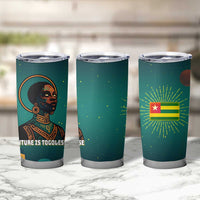 Togo Futuristic Afrocentric Woman Tumbler Cup with Flag and Stars Design