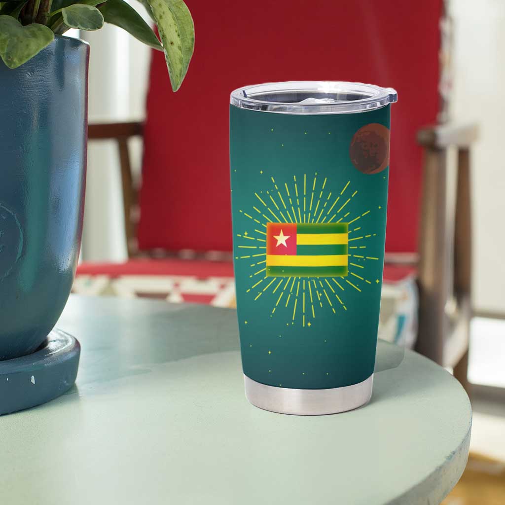 Togo Futuristic Afrocentric Woman Tumbler Cup with Flag and Stars Design