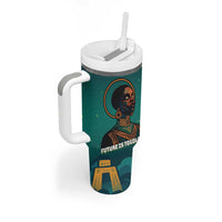 Togo Futuristic Afrocentric Woman Tumbler With Handle with Flag and Stars Design