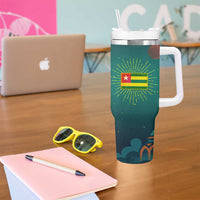 Togo Futuristic Afrocentric Woman Tumbler With Handle with Flag and Stars Design