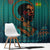 Togo Futuristic Afrocentric Woman Window Curtain with Flag and Stars Design