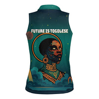 Togo Futuristic Afrocentric Woman Women Sleeveless Polo Shirt with Flag and Stars Design
