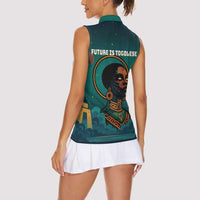 Togo Futuristic Afrocentric Woman Women Sleeveless Polo Shirt with Flag and Stars Design