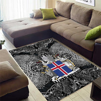 Icelandic Coat of Arms Area Rug Viking Knotwork and National Flag Design