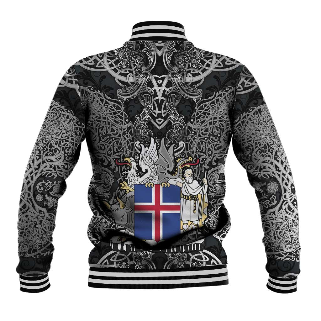 Icelandic Coat of Arms Baseball Jacket Viking Knotwork and National Flag Design