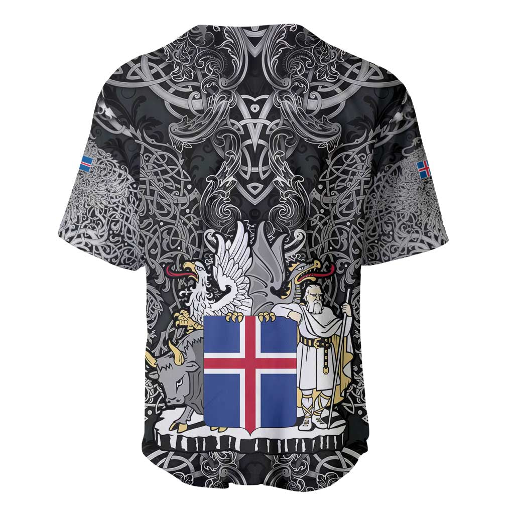 Icelandic Coat of Arms Baseball Jersey Viking Knotwork and National Flag Design
