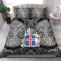 Icelandic Coat of Arms Bedding Set Viking Knotwork and National Flag Design