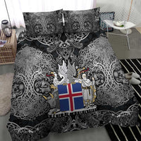 Icelandic Coat of Arms Bedding Set Viking Knotwork and National Flag Design