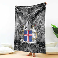 Icelandic Coat of Arms Blanket Viking Knotwork and National Flag Design