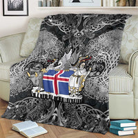 Icelandic Coat of Arms Blanket Viking Knotwork and National Flag Design