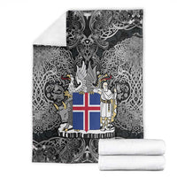 Icelandic Coat of Arms Blanket Viking Knotwork and National Flag Design