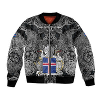Icelandic Coat of Arms Bomber Jacket Viking Knotwork and National Flag Design