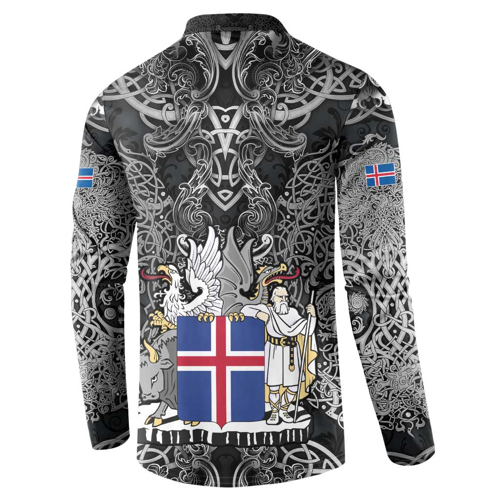 Icelandic Coat of Arms Button Sweatshirt Viking Knotwork and National Flag Design