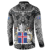 Icelandic Coat of Arms Button Sweatshirt Viking Knotwork and National Flag Design