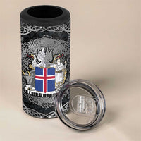 Icelandic Coat of Arms 4 in 1 Can Cooler Tumbler Viking Knotwork and National Flag Design