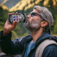 Icelandic Coat of Arms 4 in 1 Can Cooler Tumbler Viking Knotwork and National Flag Design