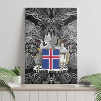 Icelandic Coat of Arms Canvas Wall Art Viking Knotwork and National Flag Design