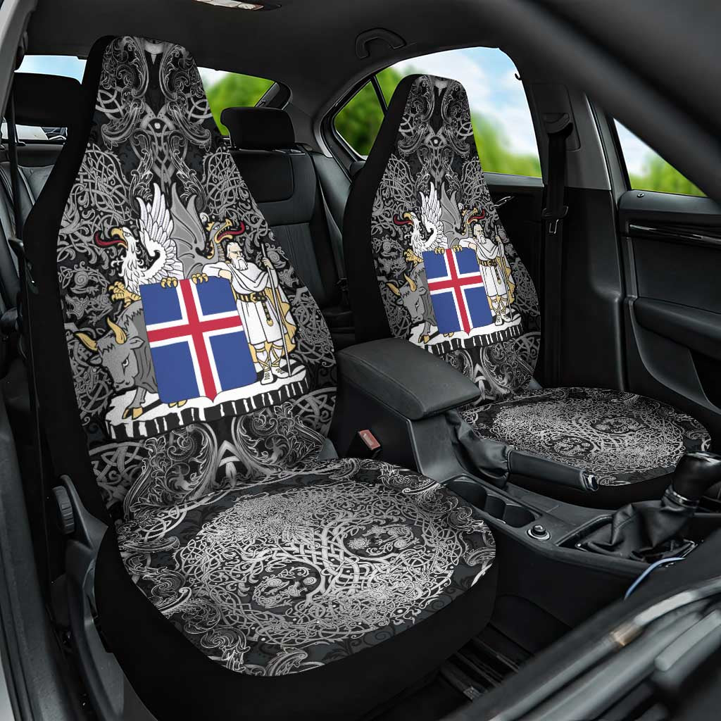 Icelandic Coat of Arms Car Seat Cover Viking Knotwork and National Flag Design