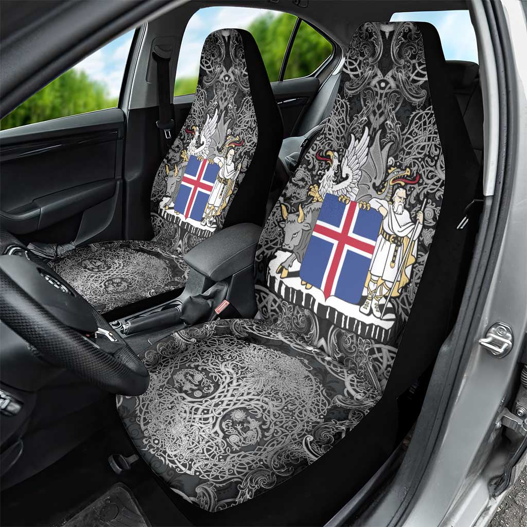 Icelandic Coat of Arms Car Seat Cover Viking Knotwork and National Flag Design
