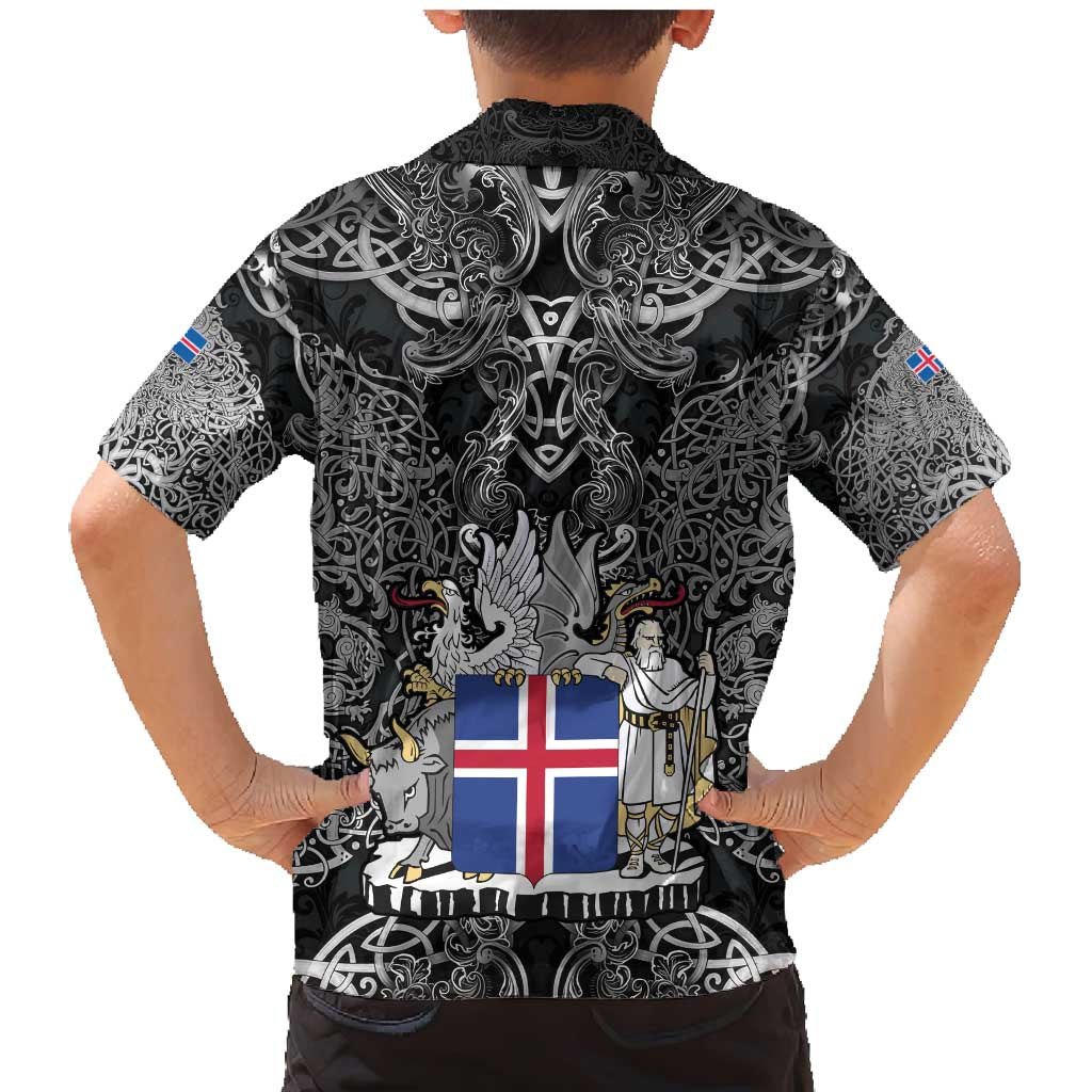 Icelandic Coat of Arms Family Matching Mermaid Dress and Hawaiian Shirt Viking Knotwork and National Flag Design