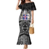 Icelandic Coat of Arms Family Matching Mermaid Dress and Hawaiian Shirt Viking Knotwork and National Flag Design