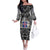 Icelandic Coat of Arms Family Matching Off The Shoulder Long Sleeve Dress and Hawaiian Shirt Viking Knotwork and National Flag Design