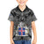 Icelandic Coat of Arms Family Matching Off The Shoulder Long Sleeve Dress and Hawaiian Shirt Viking Knotwork and National Flag Design