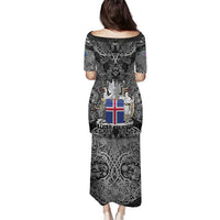 Icelandic Coat of Arms Family Matching Puletasi and Hawaiian Shirt Viking Knotwork and National Flag Design