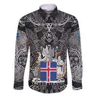 Icelandic Coat of Arms Family Matching Short Sleeve Bodycon Dress and Hawaiian Shirt Viking Knotwork and National Flag Design