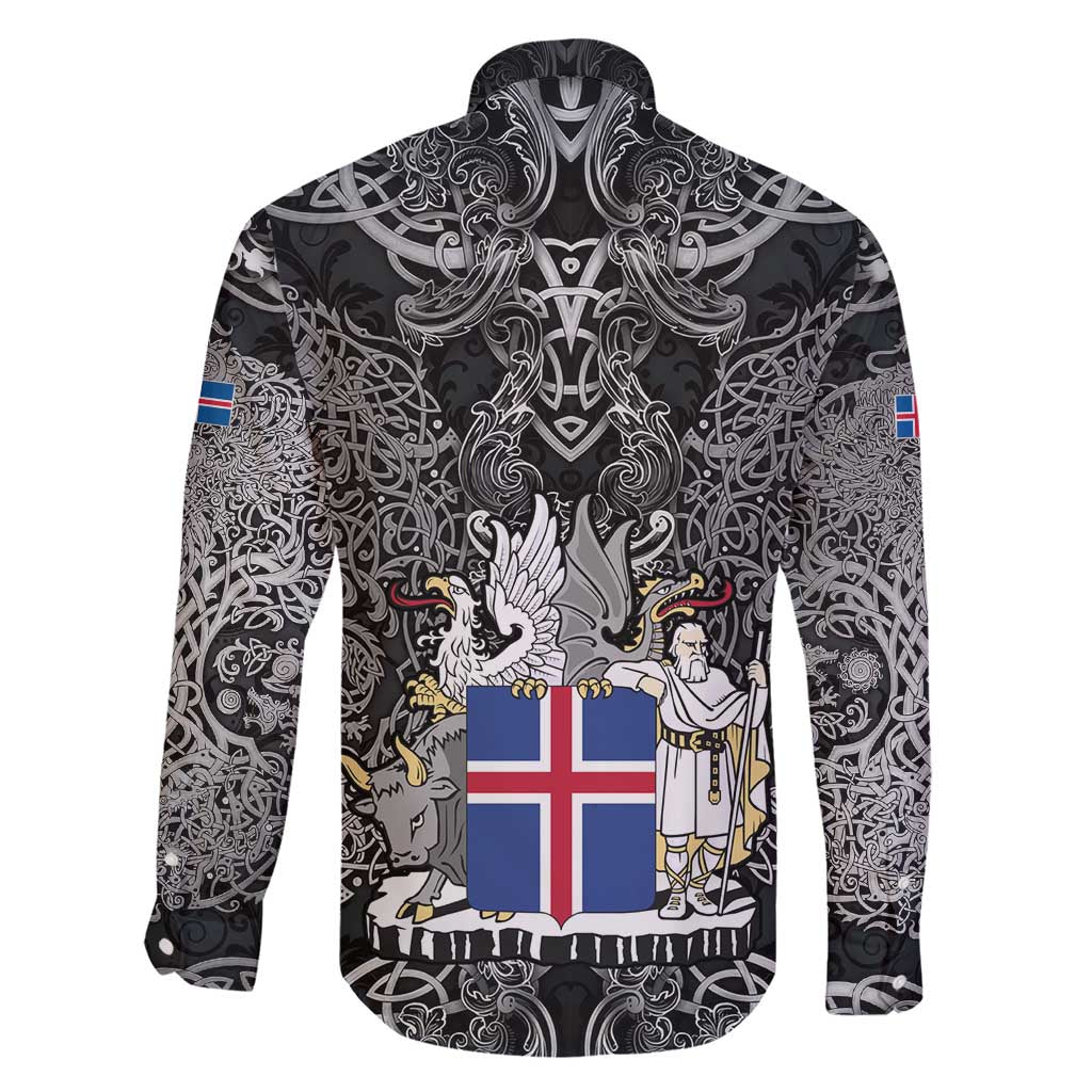 Icelandic Coat of Arms Family Matching Short Sleeve Bodycon Dress and Hawaiian Shirt Viking Knotwork and National Flag Design