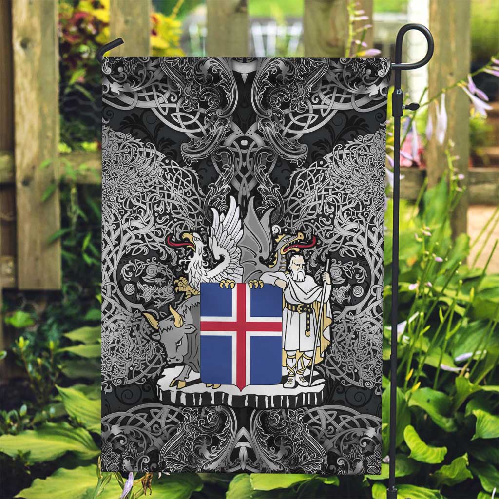 Icelandic Coat of Arms Garden Flag Viking Knotwork and National Flag Design