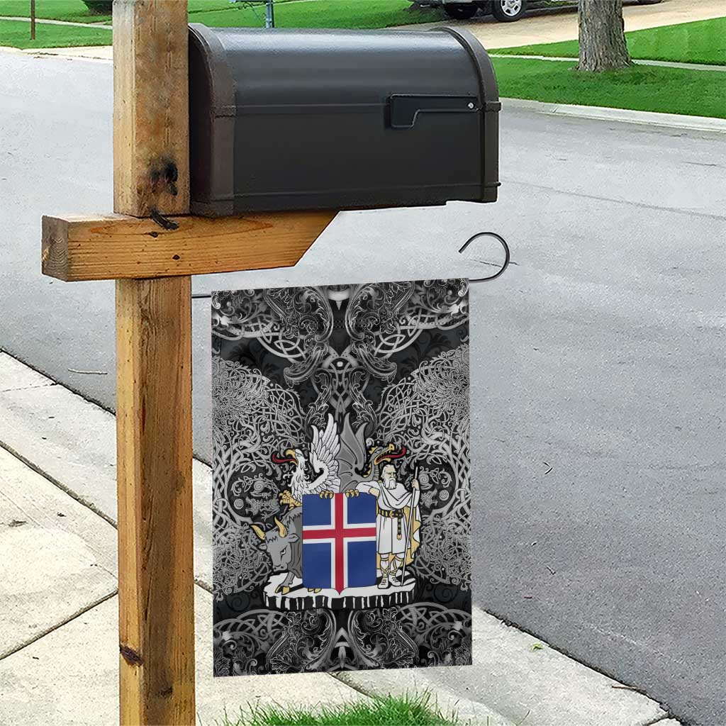 Icelandic Coat of Arms Garden Flag Viking Knotwork and National Flag Design