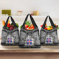 Icelandic Coat of Arms Grocery Bag Viking Knotwork and National Flag Design