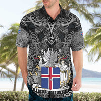 Icelandic Coat of Arms Hawaiian Shirt Viking Knotwork and National Flag Design