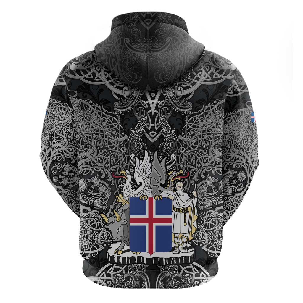 Icelandic Coat of Arms Hoodie Viking Knotwork and National Flag Design