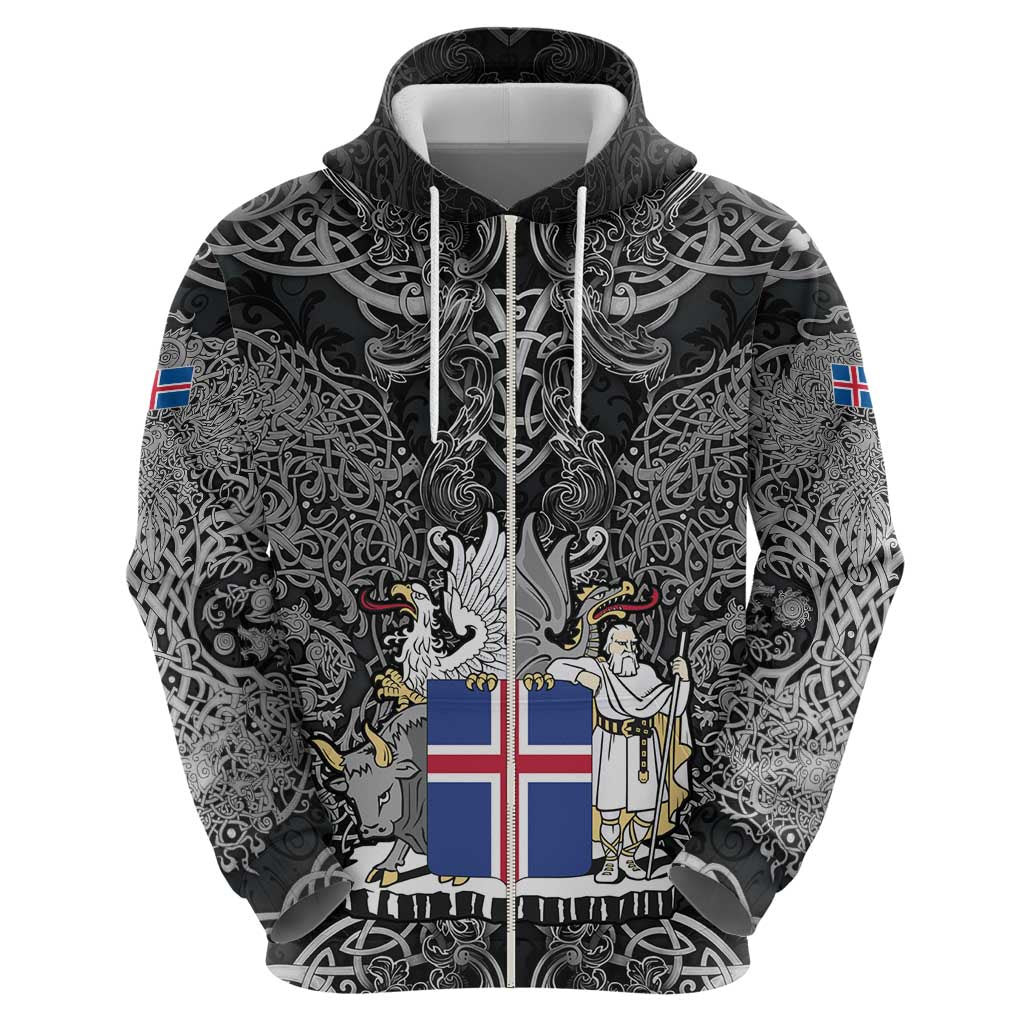 Icelandic Coat of Arms Hoodie Viking Knotwork and National Flag Design