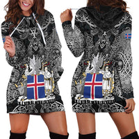Icelandic Coat of Arms Hoodie Dress Viking Knotwork and National Flag Design