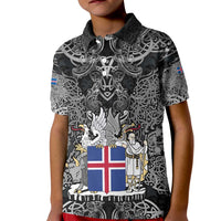Icelandic Coat of Arms Kid Polo Shirt Viking Knotwork and National Flag Design