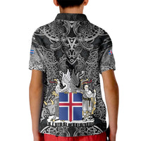 Icelandic Coat of Arms Kid Polo Shirt Viking Knotwork and National Flag Design