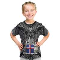 Icelandic Coat of Arms Kid T Shirt Viking Knotwork and National Flag Design