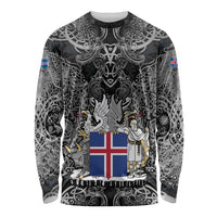 Icelandic Coat of Arms Long Sleeve Shirt Viking Knotwork and National Flag Design
