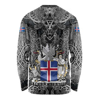 Icelandic Coat of Arms Long Sleeve Shirt Viking Knotwork and National Flag Design