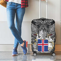 Icelandic Coat of Arms Luggage Cover Viking Knotwork and National Flag Design
