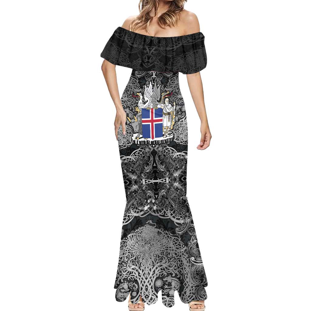 Icelandic Coat of Arms Mermaid Dress Viking Knotwork and National Flag Design