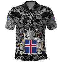 Icelandic Coat of Arms Polo Shirt Viking Knotwork and National Flag Design