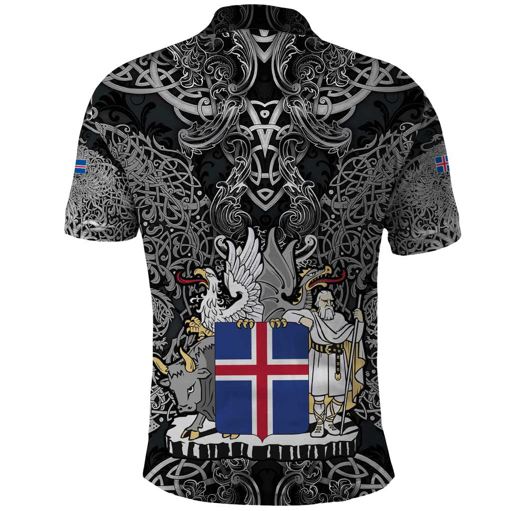 Icelandic Coat of Arms Polo Shirt Viking Knotwork and National Flag Design